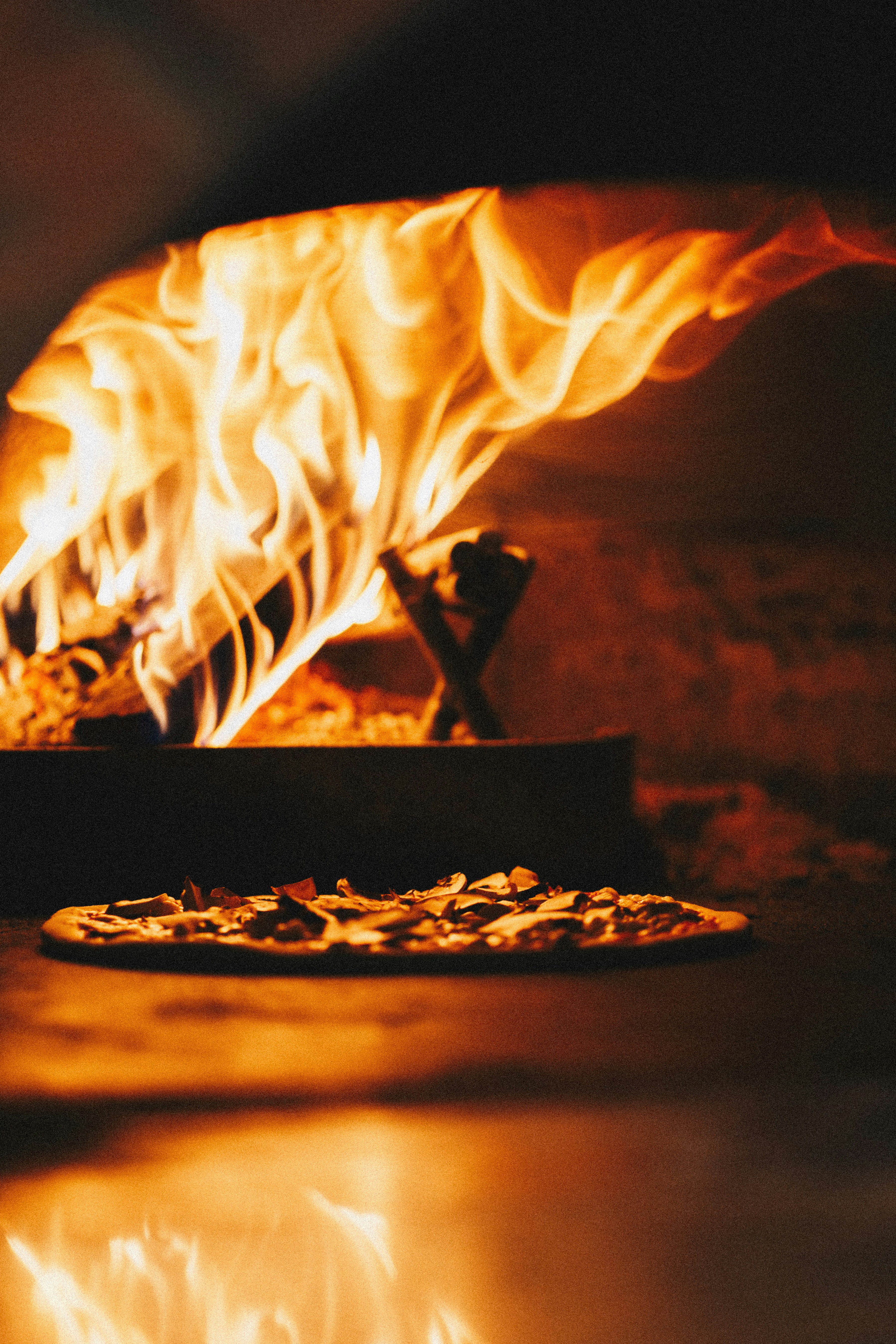A stone-baked pizza from our wood-fired stone oven.